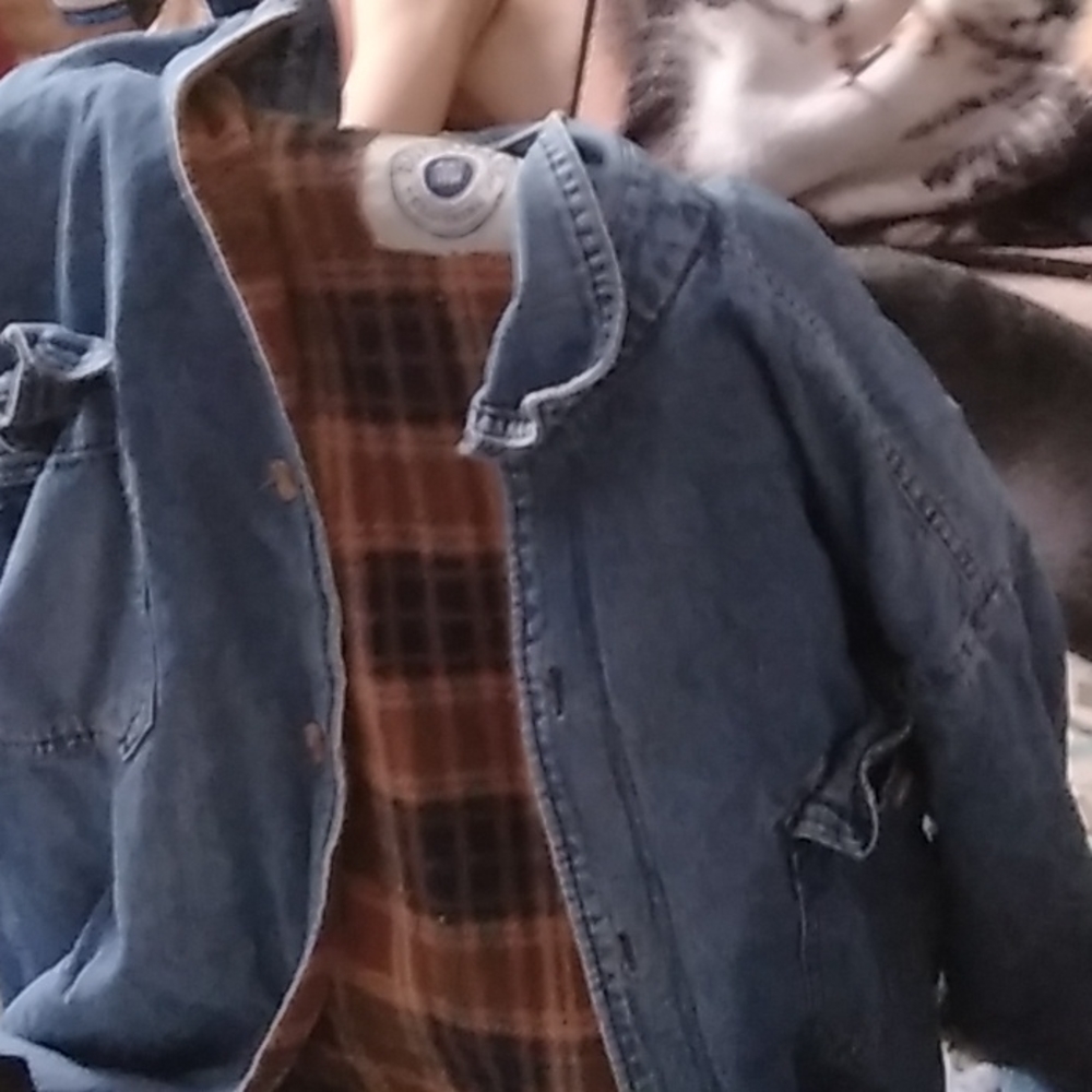 Blue jean jacket Burrylane lined interior size large to xlarge